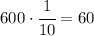 600\cdot \cfrac{1}{10}=60