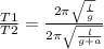 \frac{T1}{T2}=\frac{2 \pi \sqrt{ \frac{l}{g} } }{2 \pi \sqrt{ \frac{l}{g+a}}}