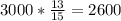 3000* \frac{13}{15}=2600