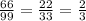 \frac{66}{99} = \frac{22}{33}= \frac{2}{3}