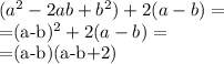 (a^{2}-2ab+b^{2})+2(a-b)=&#10;&#10;=(a-b)^{2}+2(a-b)=&#10;&#10;=(a-b)(a-b+2)