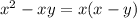 x^{2} -xy=x(x-y)