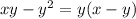 xy-y^{2} =y(x-y)