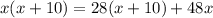 x(x+10)=28(x+10)+48x