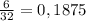 \frac{6}{32} =0,1875