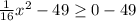 \frac{1}{16}x^2-49 \geq 0-49