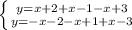 \left \{ {{y=x+2+x-1-x+3} \atop {y=-x-2-x+1+x-3}} \right.