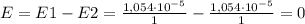 E=E1-E2=\frac{1,054 \cdot 10^{-5}}{1}-\frac{1,054 \cdot 10^{-5}}{1}=0