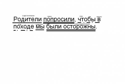 Родители попрасили, чтобы в похрде мы были осторожны. сентаксический разбор