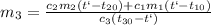 m_{3} = \frac{ c_{2} m_{2}(t`- t_{20} ) +c_{1} m_{1}(t`- t_{10} )}{c_{3} ( t_{30}-t`)}