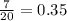 \frac{7}{20}=0.35