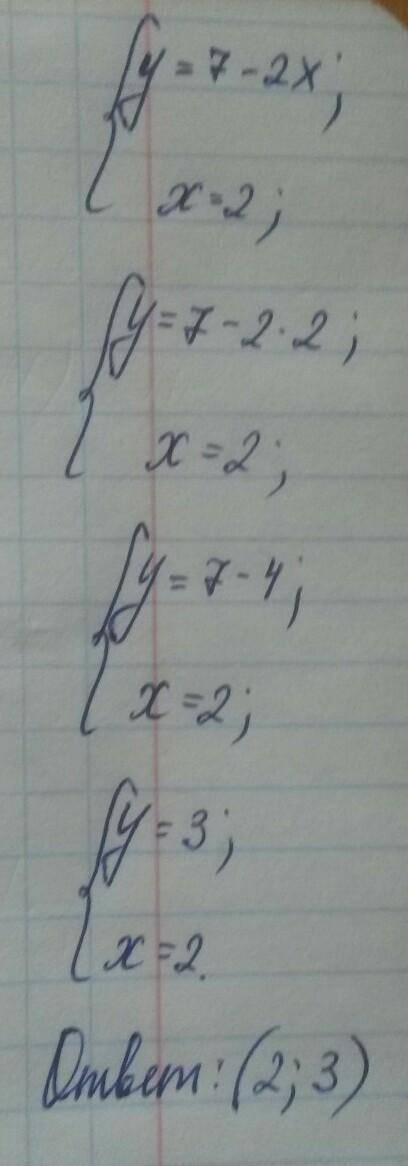 2х+y-7=0 {х-2у+4=0 (системы уравнений)