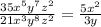 \frac{35x^5y^7z^2}{21x^3y^8z^2}=\frac{5x^2}{3y}