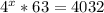 4^{x} *63=4032