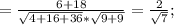 = \frac{6+18}{ \sqrt{4+16+36} * \sqrt{9+9} }= \frac{2}{ \sqrt{7} };