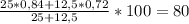 \frac{25*0,84+12,5*0,72}{25+12,5}*100=80