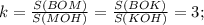 k= \frac{S(BOM)}{S(MOH)}= \frac{S(BOK)}{S(KOH)}=3;