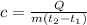c= \frac{Q}{m(t_{2} - t_{1}) }