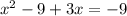 x^2-9+3x=-9