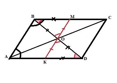 Вчетырёхугольнике abcd угол а+угол в=180 градусов, ав//сd. на сторонах bc и ad отмечены точки m и k