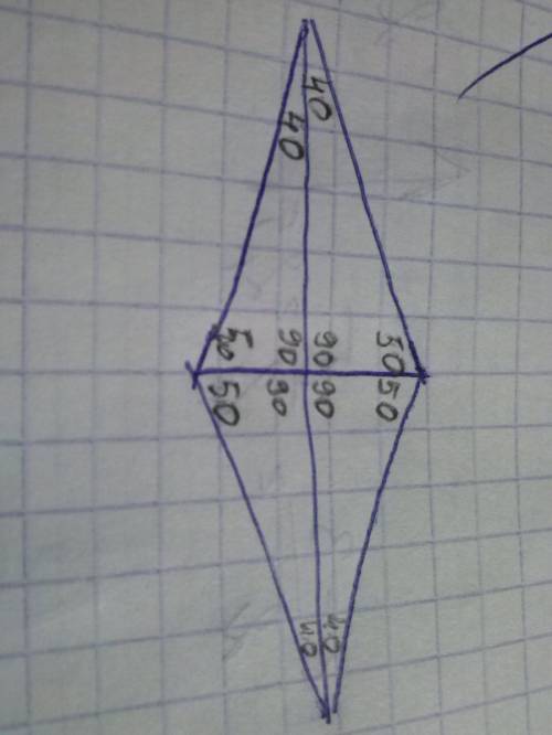 Найдите тупой угол ромба,если диагональ, проведенная из угла, образует с его стороной угол в 40 град