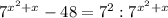 7^{x^2+x}-48=7^{2}:7^{x^2+x}