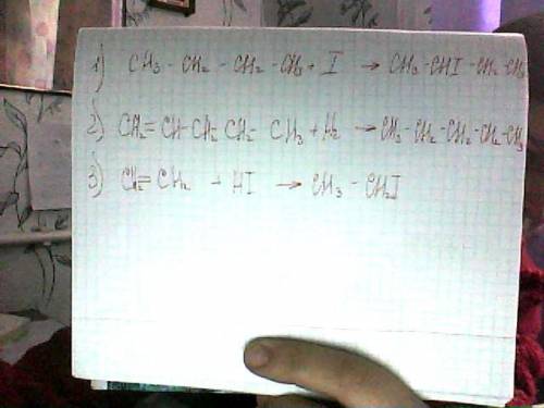 Решить : составить три уравнения реакций в структурном виде: а)бутан+йод; б)пентен+водород; в) этен+