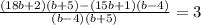 \frac{(18b+2)(b+5)-(15b+1)(b-4)}{(b-4)(b+5)} =3