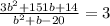 \frac{3 b^{2}+151b+14}{ b^{2}+b-20} =3