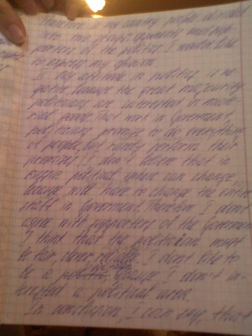 Написать сочинение: write paragraph expressing our attitude to politics. write about 100-120 words