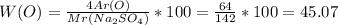 W(O) = \frac{4Ar(O)}{Mr(Na_2SO_4)} *100 = \frac{64}{142} *100 = 45.07