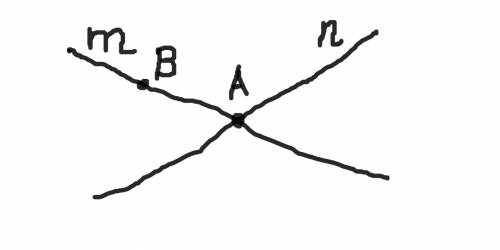 Начертите прямые m и n,пересикающиеся в точке a.на прямой m отметьте точку b, отличную от точки a.за