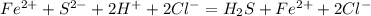 Fe^{2+} + S^{2-} + 2 H^{+} + 2 Cl^{-} = H_{2}S+ Fe^{2+} + 2 Cl^{-}