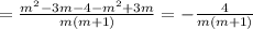 = \frac{m^2-3m-4-m^2+3m}{m(m+1)}=-\frac{4}{m(m+1)}