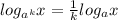 log_{ a^{k}} x= \frac{1}{k} log_{a} x