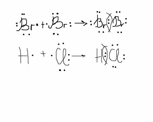 Составьте схемы строения молекул br2 иhcl.