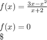 f(x)= \frac{3x-x^{2} }{x+2} \\\\f(x)=0\\\