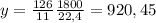 y= \frac{126}{11} \frac{1800}{22,4} =920,45