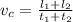 v_{c} = \frac{l _{1}+ l_{2} }{ t_{1} +t_{2} }