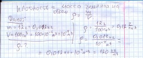 Самое легкое дерево- . масса древесины этого дерева равна 12г при объеме 100 куб. см. определите пло