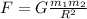 F=G \frac{m _{1}m _{2} }{R ^{2} }