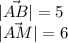 |\vec {AB}|=5\\|\vec {AM}|=6\\