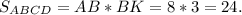 S_{ABCD}=AB*BK=8*3=24.