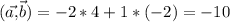 (\vec {a,}\vec {b})=-2*4+1*(-2)=-10