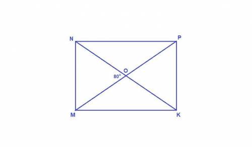 Диагонали прямоугольника kmnp пересекаются в точке о найдите углы треугольника kom,если угол mon рав