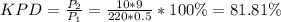 KPD= \frac{P_2}{P_1} = \frac{10*9}{220*0.5}*100\% = 81.81\%