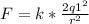 F= k*\frac{2q1^{2}}{r^{2}}