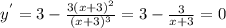 y^{'}=3- \frac{3(x+3)^2}{(x+3)^3} =3- \frac{3}{x+3}=0