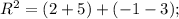 R^{2}=(2+5)+(-1-3);