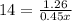 14= \frac{1.26}{0.45x}